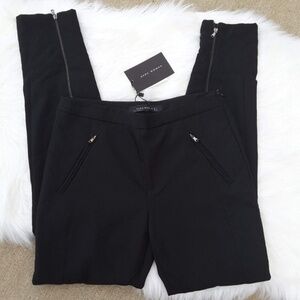 NWT ZARA WOMEN small size front zipper pant black
